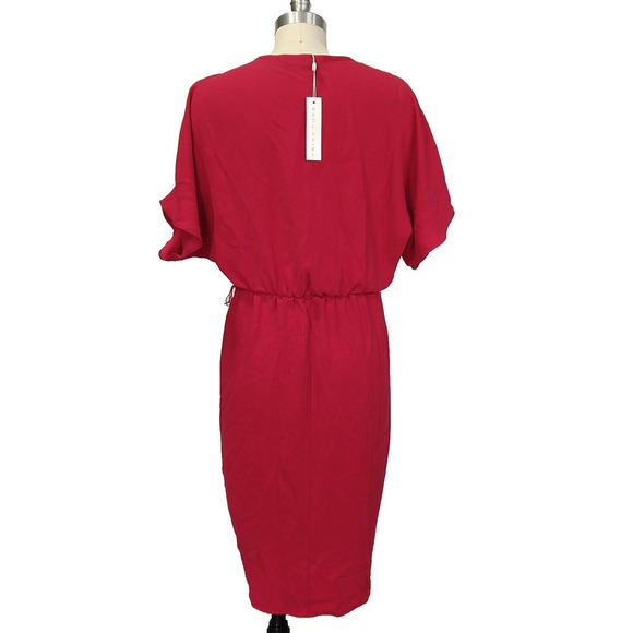 Trina Turk Zest Dress Size 4 NWT Sangria Red Batwing Shirred Skirt Surplice - Picture 7 of 12